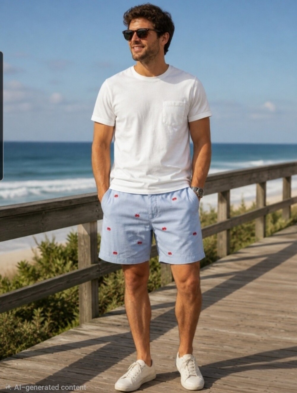 NWT J.Crew Men's Sunwashed Crab Oxford Chino 9" Shorts, Blue/Red Size 31